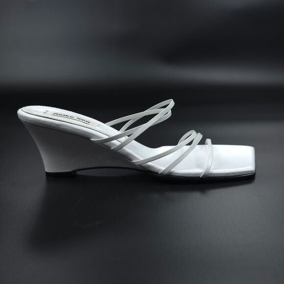 REIKE NEN 5 Strap Wedge Heels White Leather 90s Minimal Y2k Clean Girl Modern 6 - Picture 2 of 12